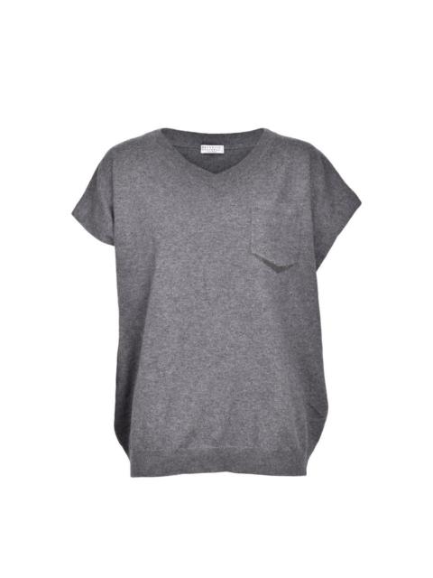 Brunello Cucinelli Brunello Cucinelli Gray Cashmere Short-Sleeve Sweater