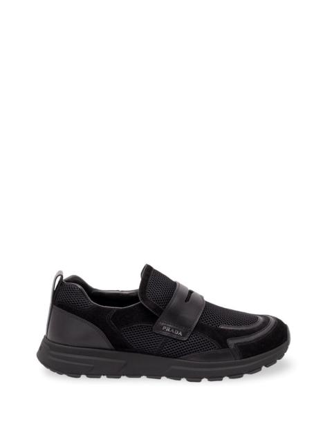 Prada Prada Men Mesh And Leather Sneakers