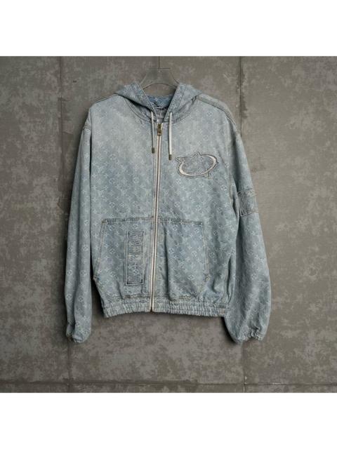 Louis Vuitton Louis Vuitton X Nba Denim Hooded Zip Up Light Blue Jacket