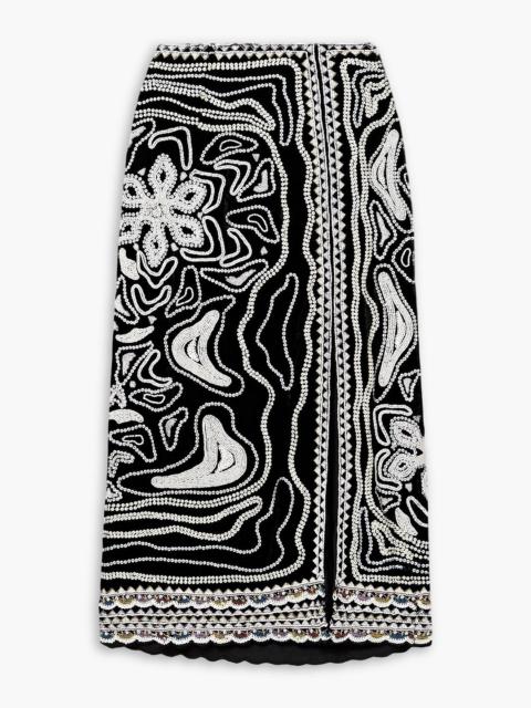 ULLA JOHNSON Adara embellished velvet midi skirt