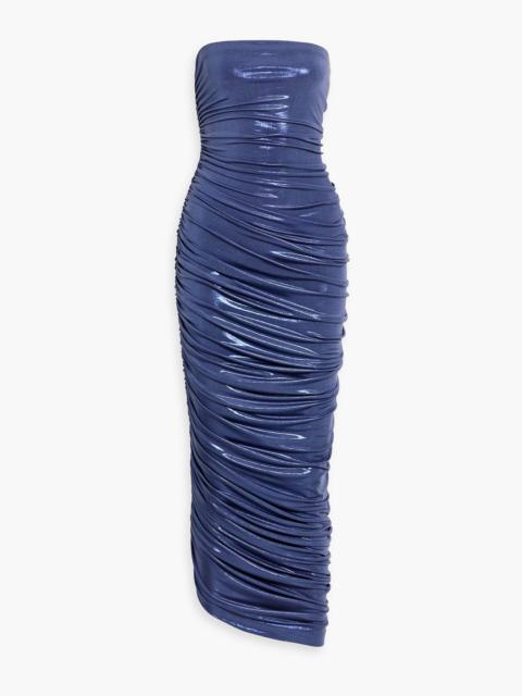 NORMA KAMALI Diana strapless ruched stretch-lamé gown