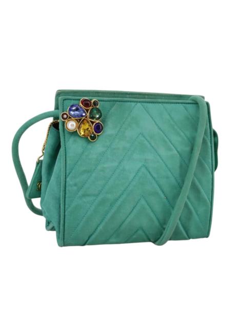 CHANEL CHANEL V Stitch Shoulder Bag Nylon Green