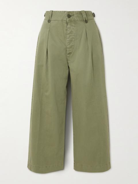 RRL by Ralph Lauren Kyle Pleated Herringone Cotton Wide-leg Pants