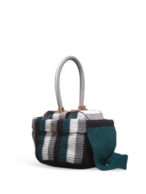 GABRIELA HEARST Crossover Knit Bag in Green, Ivory & Grey Cashmere