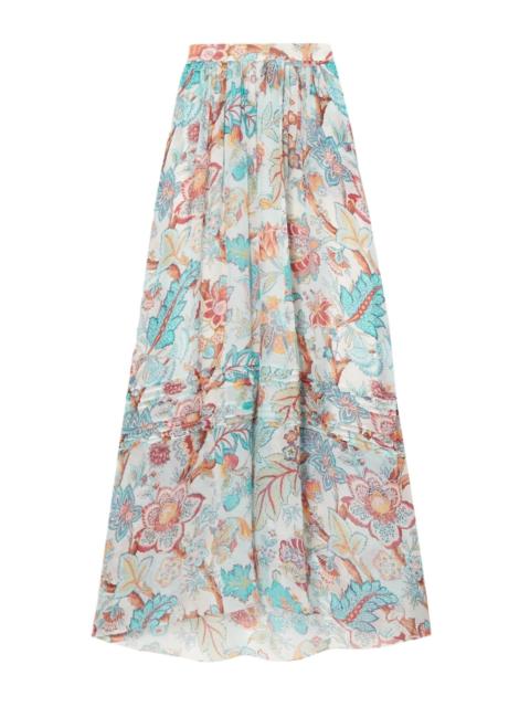 Etro Pleated Floral Print Maxi Skirt