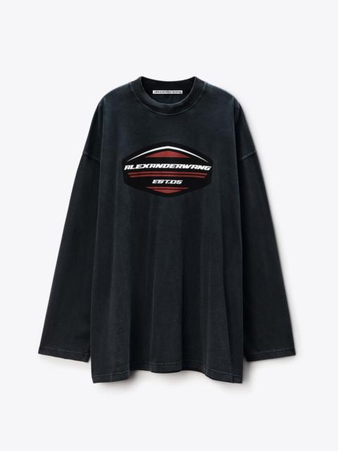 Alexander Wang Long Sleeve Shield Graphic Tee in Jersey Oversized
