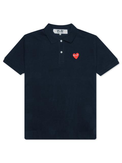 Comme des Garçons PLAY COMME DES GARCONS PLAY WOMEN'S RED EMBLEM POLO TEE - NAVY