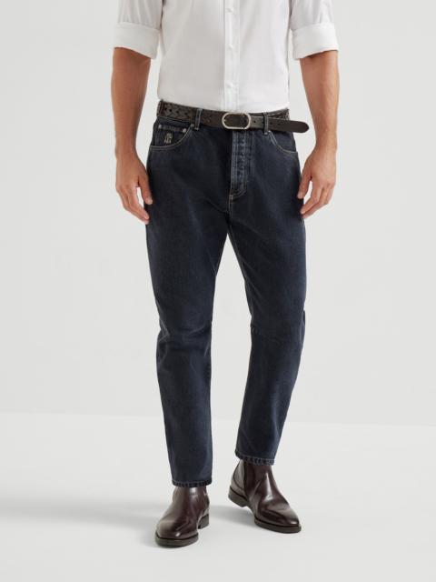 Brunello Cucinelli Shadow denim leisure fit five-pocket trousers