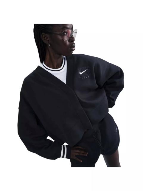 Nike Women's Sportswear Phoenix Fleece Over-Oversized Graphic Cardigan-Black