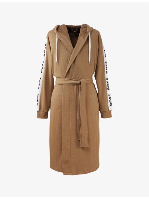 BOSS Boss Sense logo-print hooded cotton-blend bathrobe