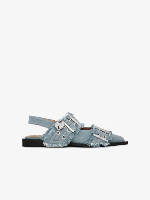 GANNI DENIM CHARMS FEMININE BUCKLE BALLERINAS
