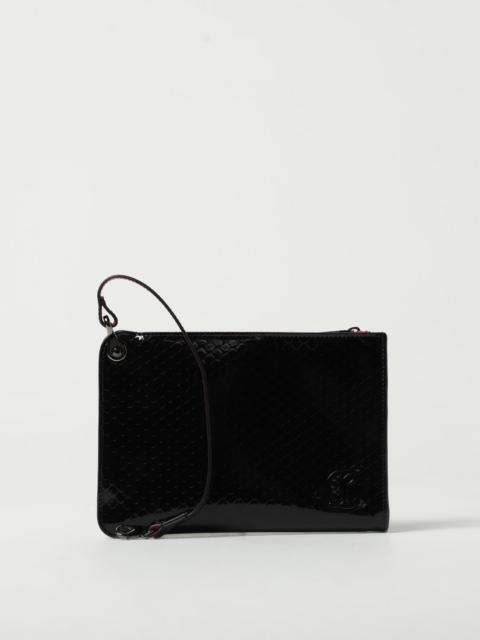 Christian Louboutin Embellished snake-effect patent-leather pouch