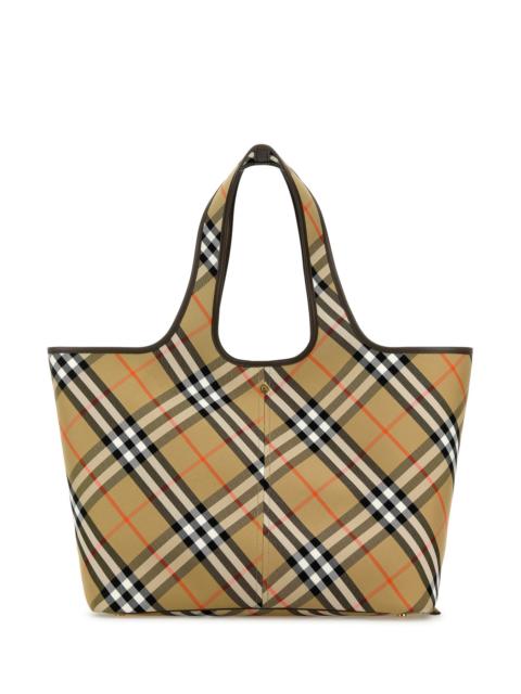 Burberry Embroidered canvas medium Check shopping bag