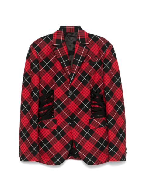 plaid-check blazer