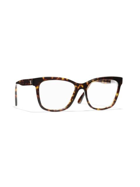 CHANEL Chanel CH3392 Dark Tortoise Square Eyeglasses Glasses Frames Italy Gold Logo.