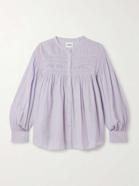 Plalia pintucked cotton-blend voile shirt Lilac