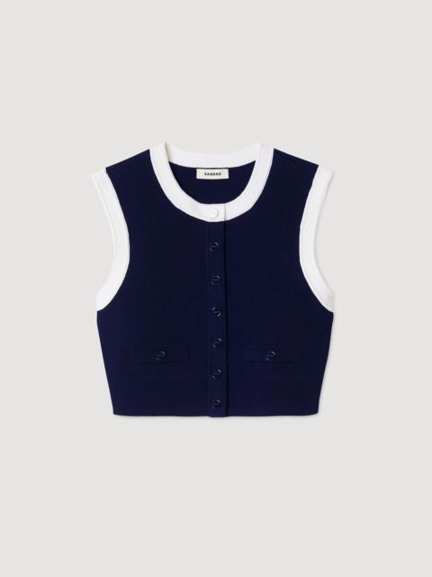 Sandro TWO-TONE CROPPED CARDIGAN