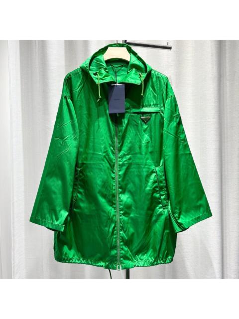 Prada Prada Long Sleeve Metallic Triangle Logo Zip Hooded Drawstring Green Jacket