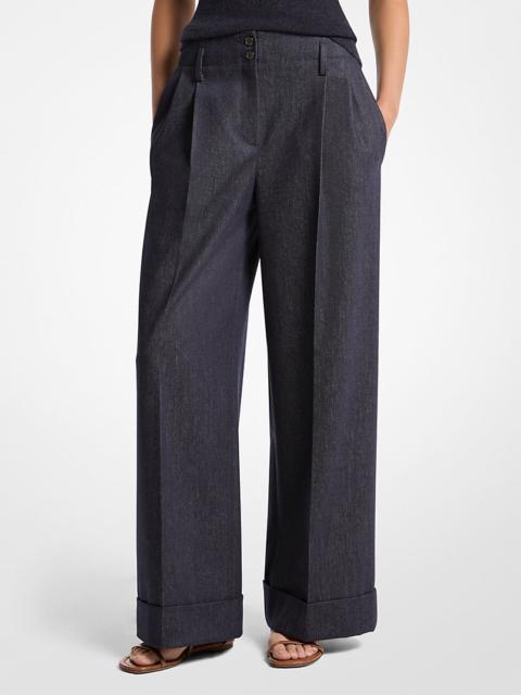 MICHAEL KORS COLLECTION Denim Wool Cuffed Trousers