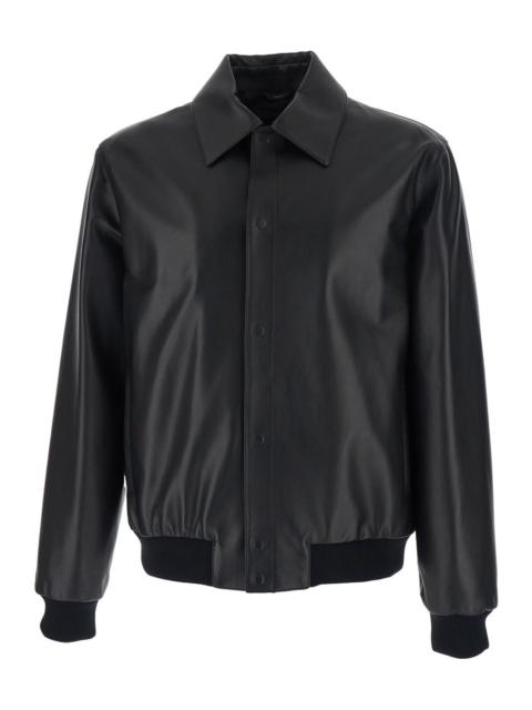 FENDI Fendi Men Black Jacket With Classic Collar And Logo Lettering On The Rear In Leather Man