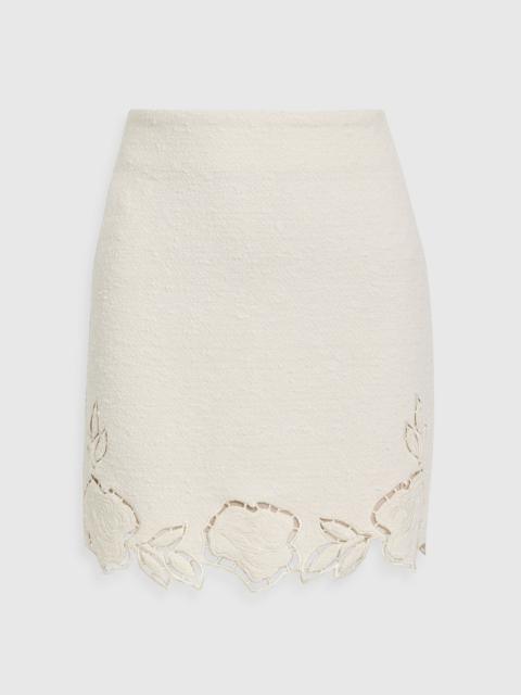 Oscar de la Renta Embroidered cotton-blend tweed mini skirt