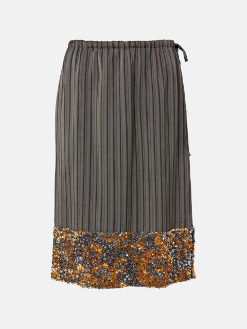 Dries Van Noten Sequined striped midi skirt