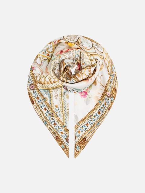 CAMILLA LARGE CRYSTALLED SILK SQUARE SCARF