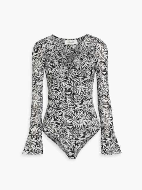 DIANE VON FURSTENBERG Lyric floral-print stretch-mesh bodysuit