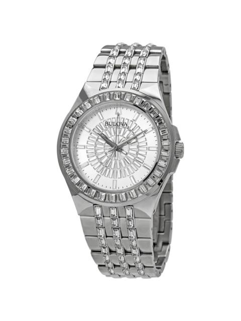 Bulova - Open Box - Bulova Phantom Quartz Crystal Silver Pave Dial Men's Watch 96A236