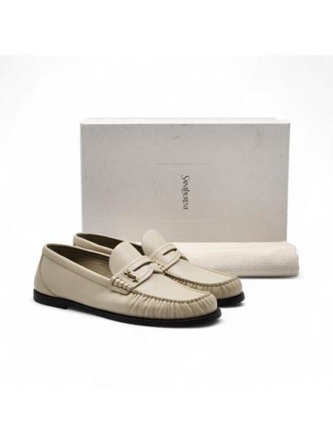 SAINT LAURENT Saint Laurent YSL Monogram Leather Loafers Marble White EU 37 US 7 - New $1050