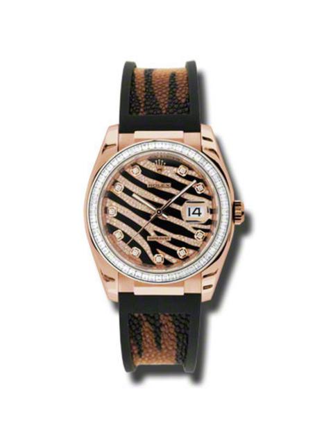 ROLEX Rolex Datejust Black and Diamond Pave Dial Rubber Strap Automatic Ladies Watch 116185BBR