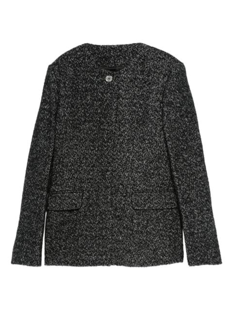 TOTEME Collarless Cinched Jacket in Black/White