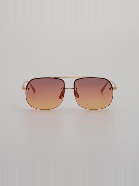 LINDA FARROW Seren Aviator Sunglasses in Sunset Orange