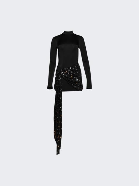 David Koma Polka-dot Overlay Detail Mini Dress Black And Silver
