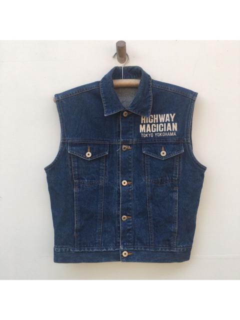 Other Designers American Eagle Outfitters - Yellow Corn Jeans Trucker Vest Racing Motorcycle