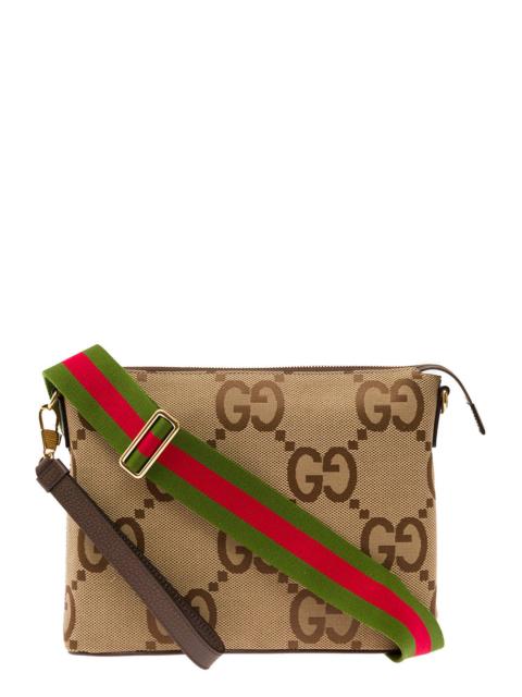 GUCCI Gucci Men Beige Shoulder Bag With Web In Jumbo Canvas Man