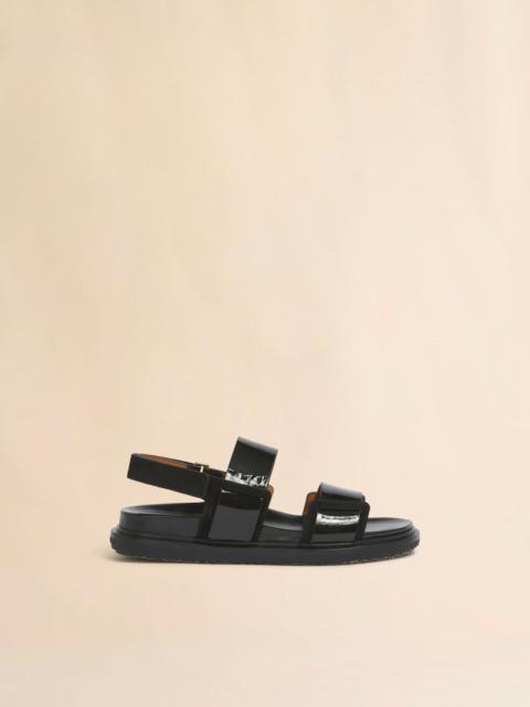 Marni BLACK LEATHER FUSSBETT DOUBLE-STRAP SANDAL