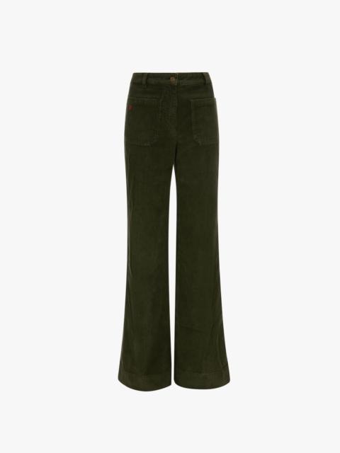 Victoria Beckham Alina High Waisted Corduroy Jean In Khaki