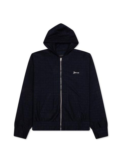 Givenchy ZIPPED HOODIE IN MONOGRAM 72 JACQUARD - BLACK/NAVY