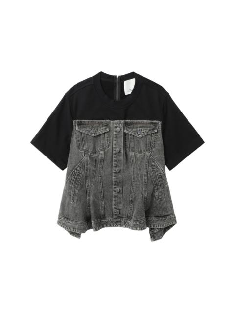 Flounce denim top