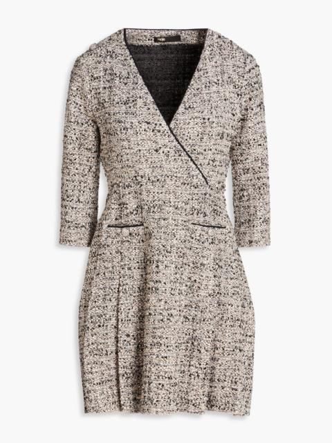 maje Pleated metallic bouclé-tweed mini dress