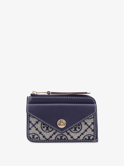 TORY BURCH - Tory Burch Leather And T-Monogram Fabric Wallet