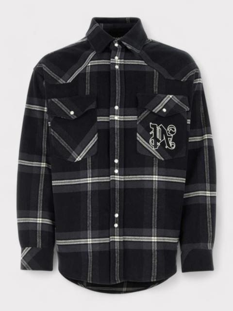 Palm Angels Monogram Check Overshirt Black