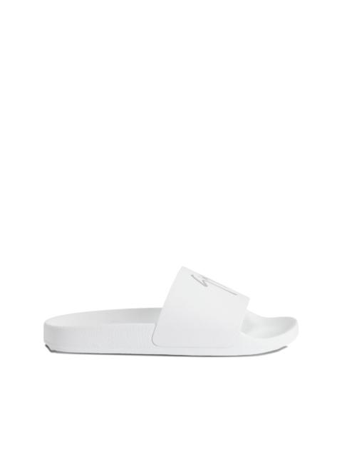 Brett leather logo-print slides