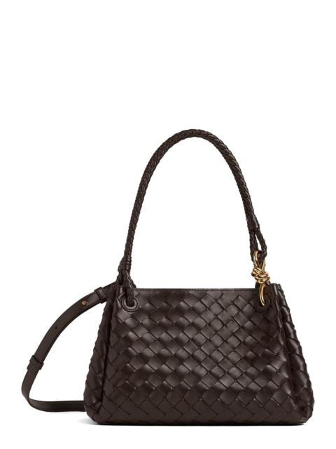 Bottega Veneta Bottega Veneta Women 'Parachutte' Brown Shoulder Bag With Knot Detail And Intrecciato Motif In Leath