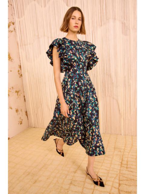 ULLA JOHNSON Imara Flutter Sleeve Midi Dress