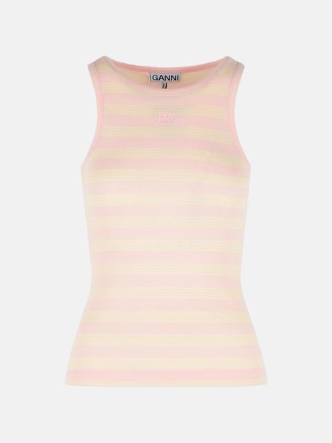 GANNI PINK STRETCH COTTON TANK TOP