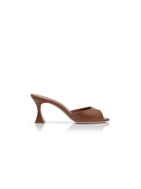 Manolo Blahnik Brown Calf Leather Mules