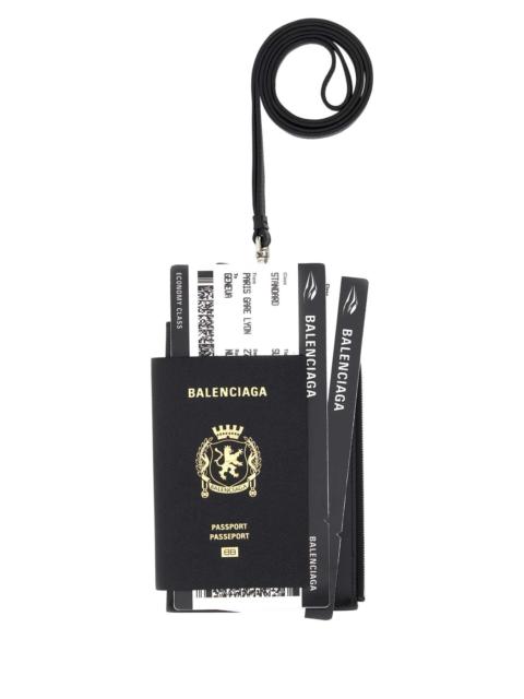 BALENCIAGA Balenciaga Men Black Leather Phone Holed