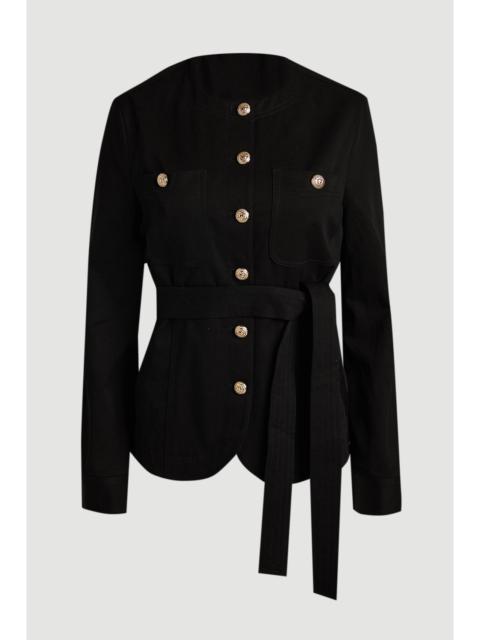 KAREN MILLEN Cotton Utility Button Detail Tie Waist Shirt